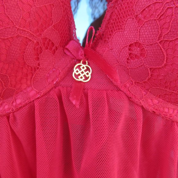 NWT push up baby doll & panty set red size S - Picture 6 of 16